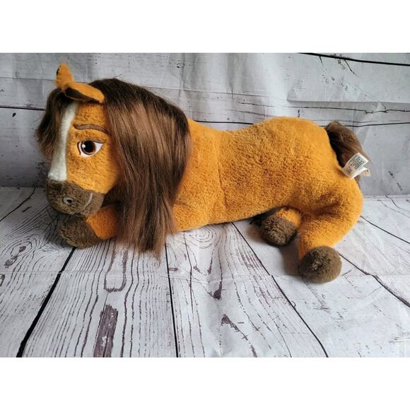SPIRIT Plush Horse Large 20 Inch Brown Laying Stuffed Animal Dreamworks Show - Picture 1 of 8